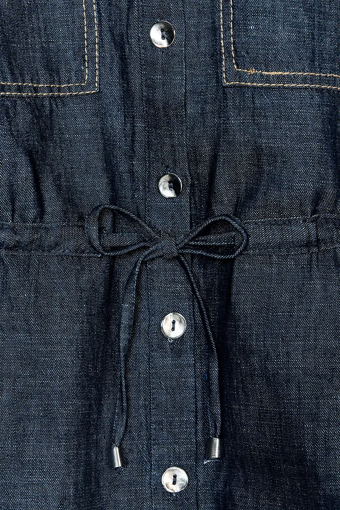 Льняная рубашка с завязками на талии ZARA