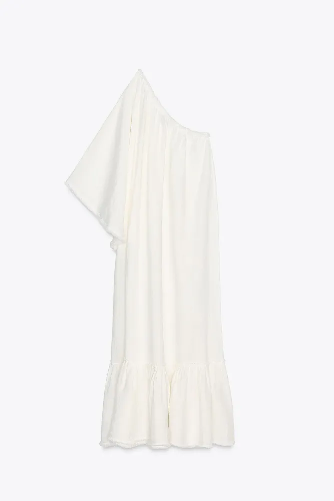 Асимметричное платье из льна ZARA