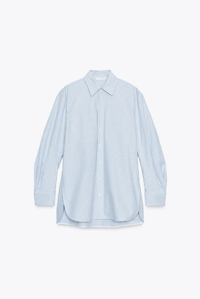 Рубашка в полоску с карманами ZARA