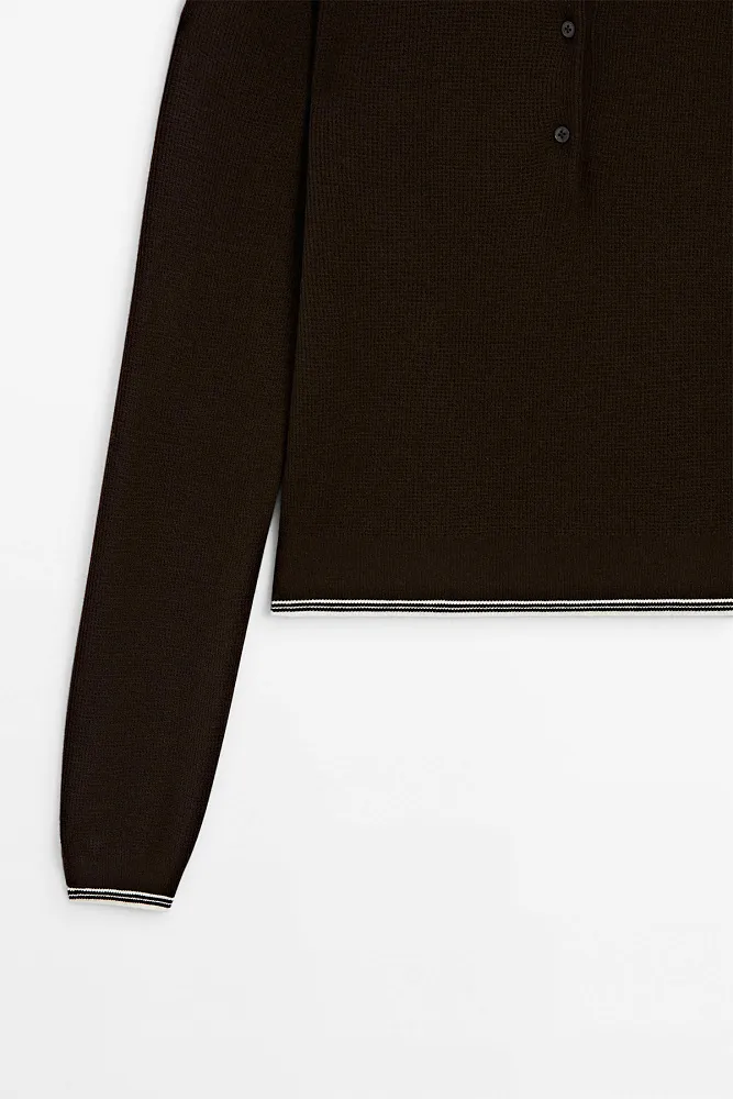 Джемпер-поло с контрастными деталями MASSIMO DUTTI