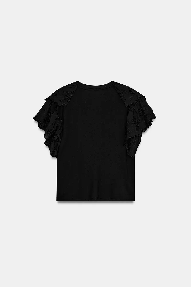 Футболка с рукавами-воланами ZARA