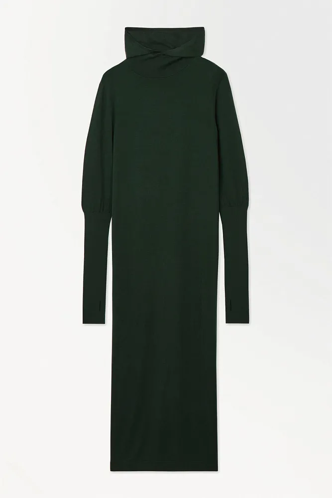 Шерстяное платье с капюшоном COS
