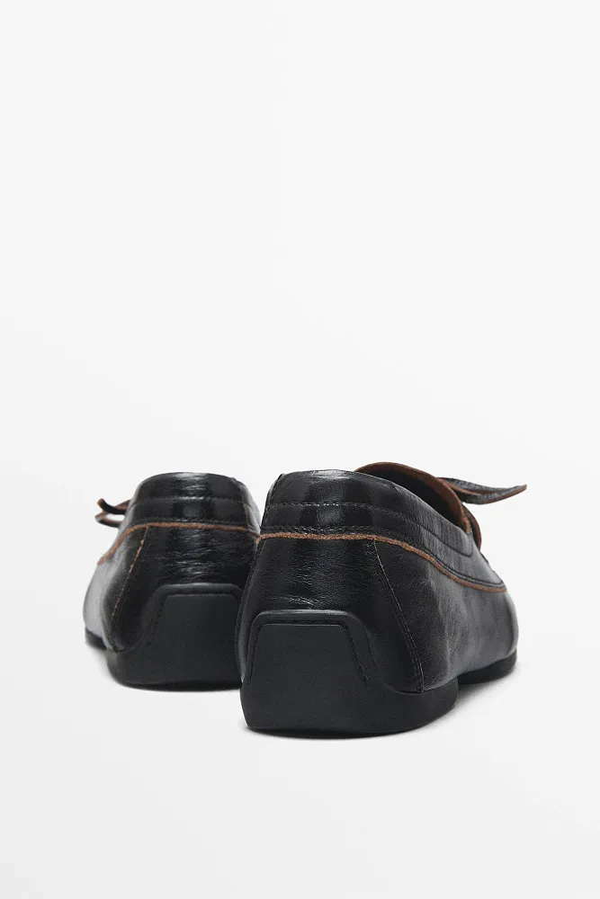 Блестящие кожаные мокасины MASSIMO DUTTI