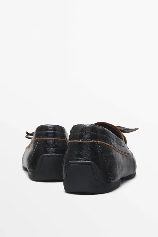 Блестящие кожаные мокасины MASSIMO DUTTI   Блестящие кожаные мокасины MASSIMO DUTTI