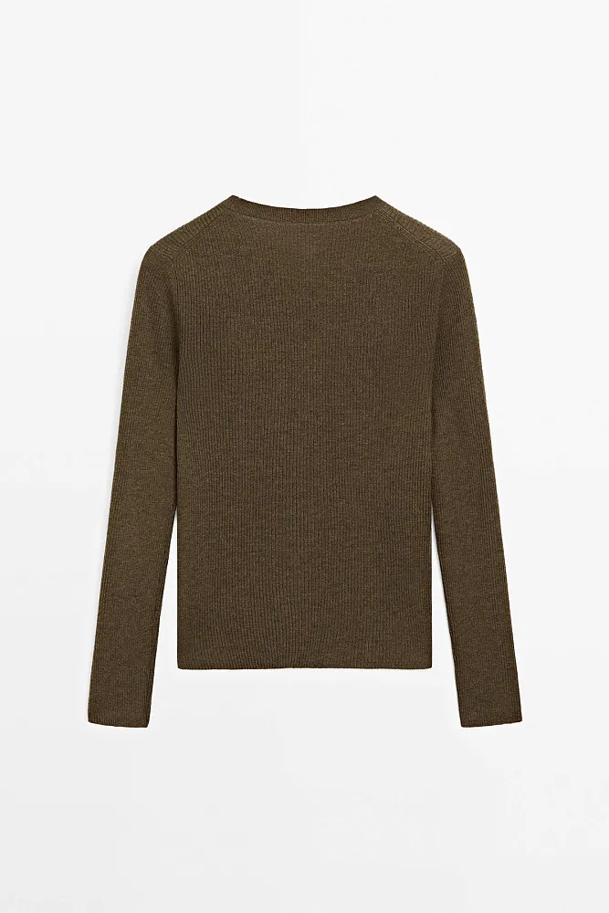 Джемпер из смесовой шерсти в рубчик MASSIMO DUTTI