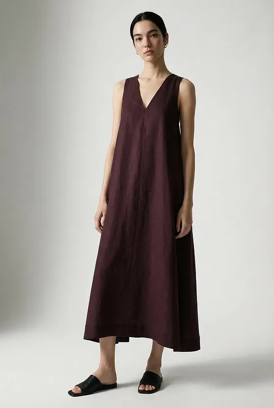 Платье макси А-силуэта из смеси льна