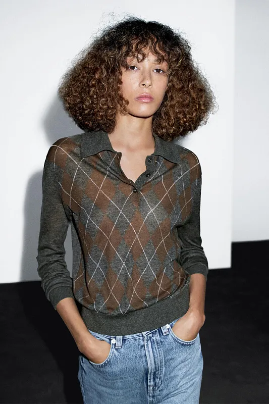 Джемпер-поло из шерсти и шелка MASSIMO DUTTI Джемпер-поло из шерсти и шелка MASSIMO DUTTI