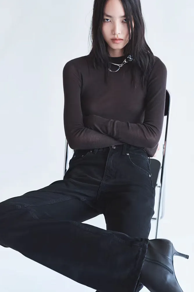 Лонгслив из тонкой шерсти мериноса H&M