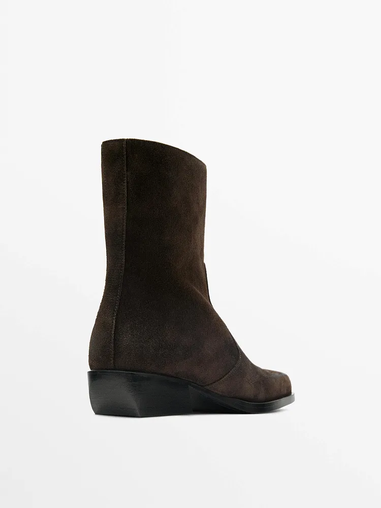 Ботильоны из натуральной замши MASSIMO DUTTI