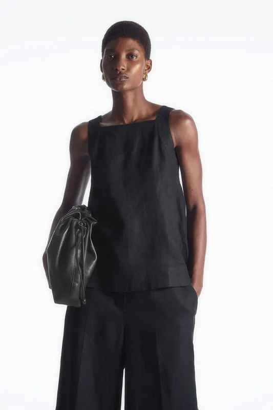 Льняной топ с завязками на спине