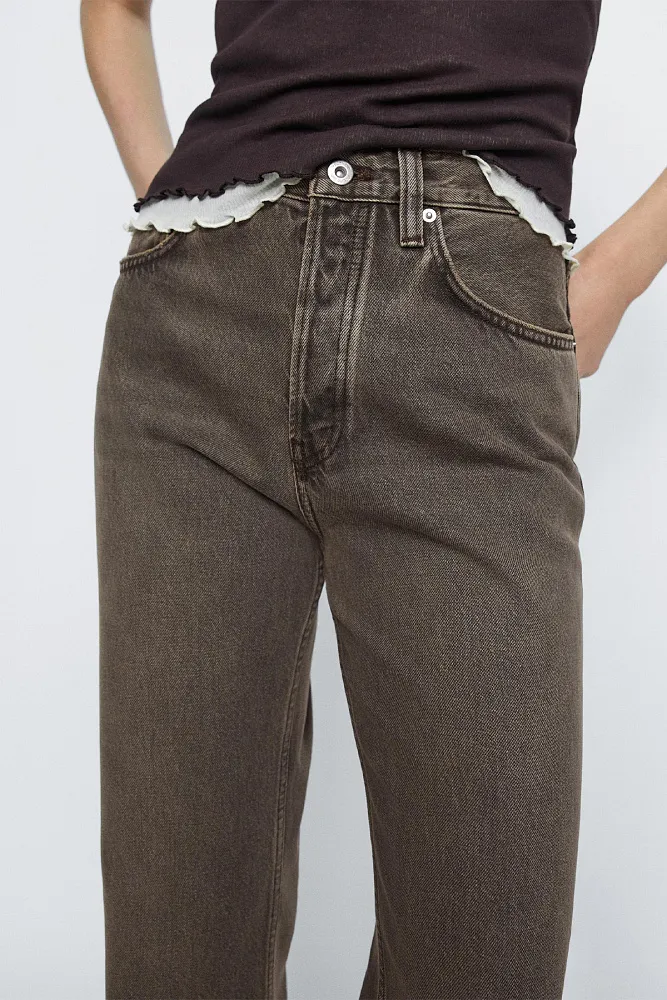 Прямые джинсы с завышенной посадкой MASSIMO DUTTI