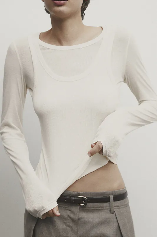 Лонгслив в рубчик MASSIMO DUTTI Лонгслив в рубчик MASSIMO DUTTI