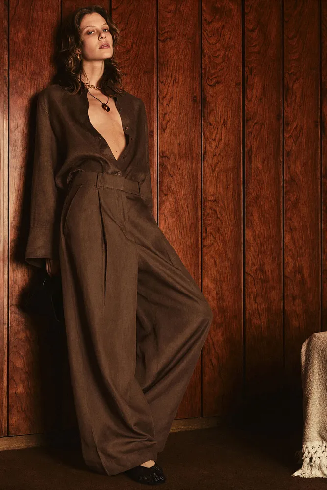 Льняная рубашка с широкими рукавами COS