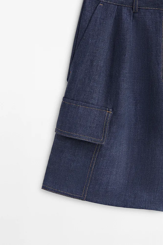 Льняные шорты карго MASSIMO DUTTI