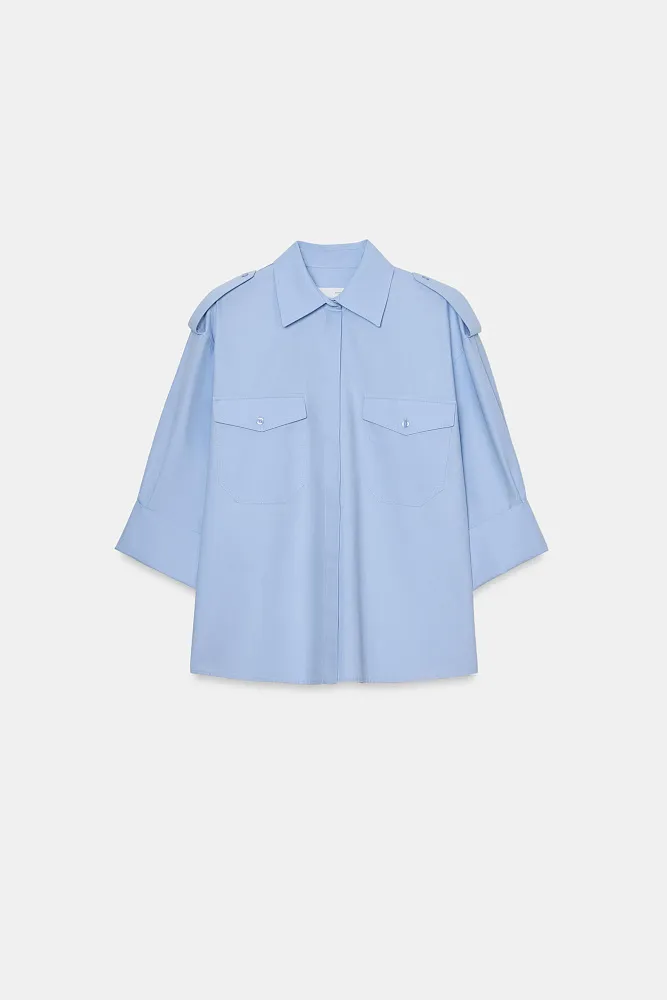 Рубашка из поплина с карманами ZARA