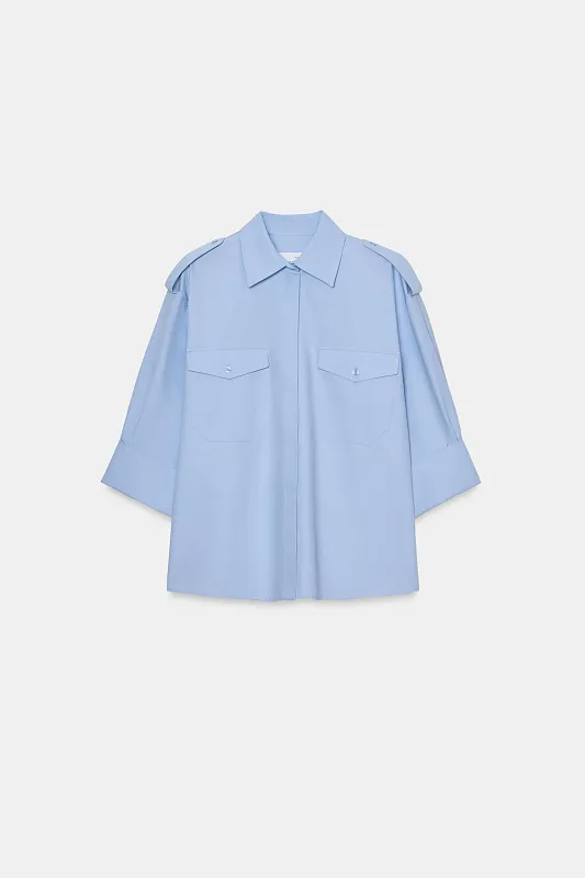 Рубашка из поплина с карманами ZARA Рубашка из поплина с карманами ZARA