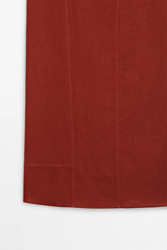 Платье миди с v-образным вырезом MASSIMO DUTTI