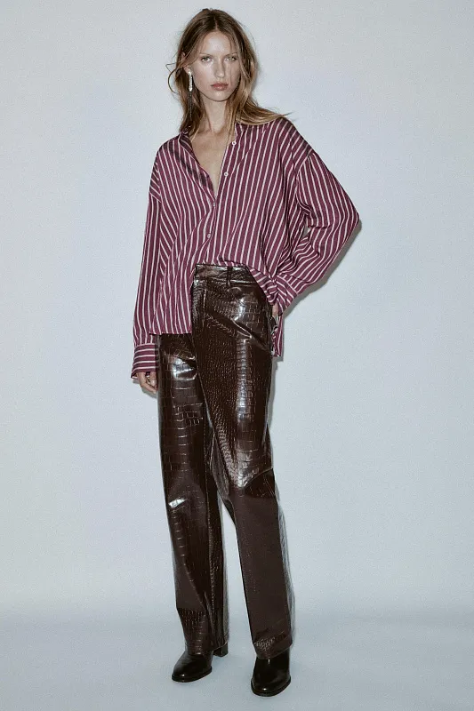 Рубашка в полоску из поплина