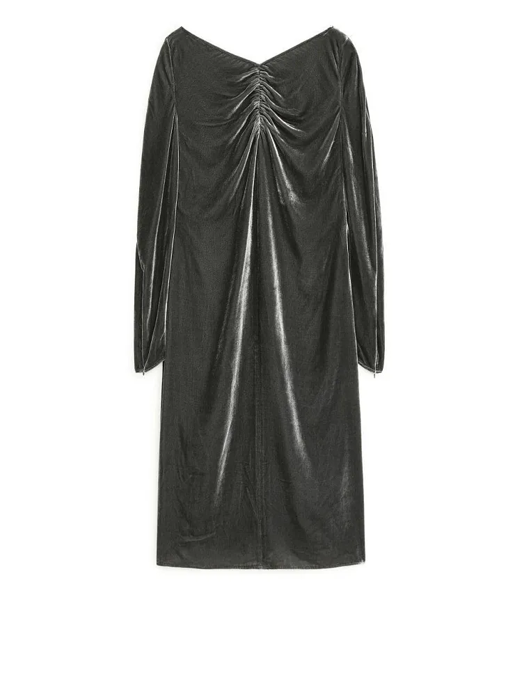 Бархатное платье со сборками ARKET