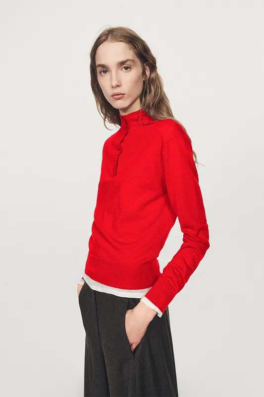 Джемпер с воротником-стойкой на пуговицах MASSIMO DUTTI Джемпер с воротником-стойкой на пуговицах MASSIMO DUTTI