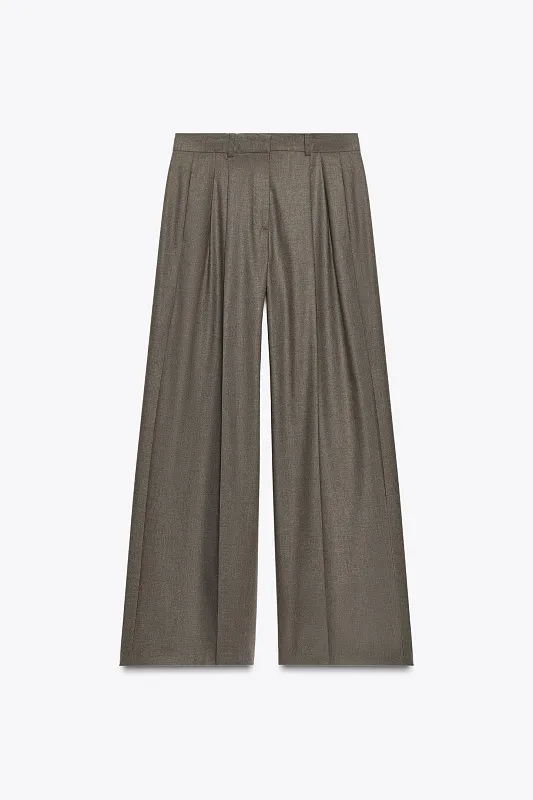 Широкие брюки с вытачками ZARA   Широкие брюки с вытачками ZARA