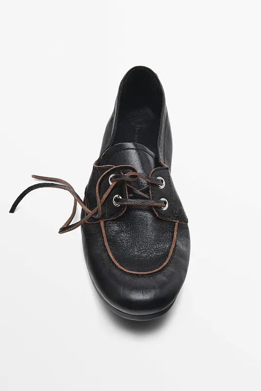 Блестящие кожаные мокасины MASSIMO DUTTI   Блестящие кожаные мокасины MASSIMO DUTTI