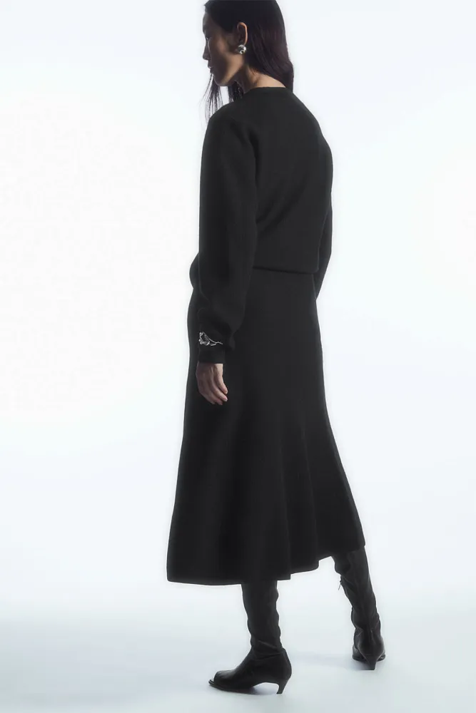 Юбка миди из вареной мериносовой шерсти COS