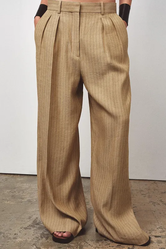 Брюки из льняной смеси с защипами ZARA Брюки из льняной смеси с защипами ZARA