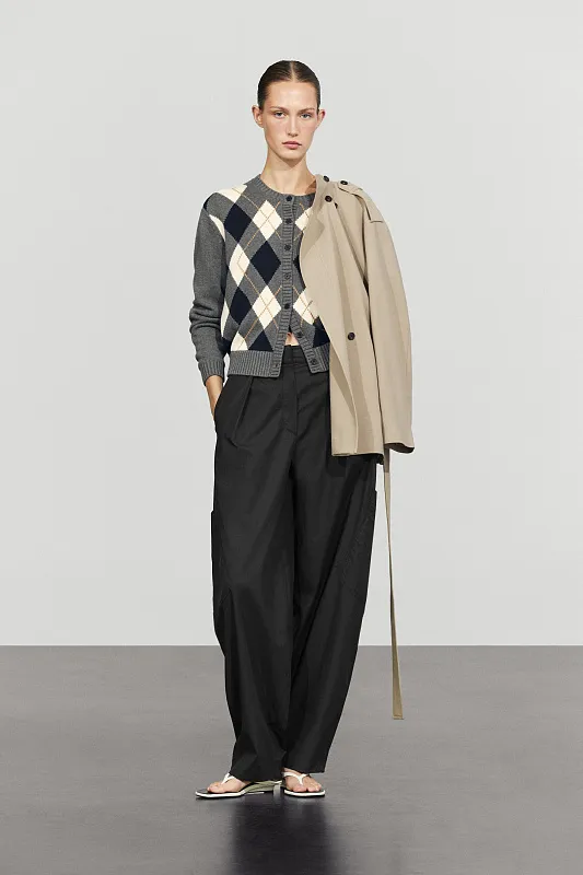 Кардиган с ромбовидным узором MASSIMO DUTTI Кардиган с ромбовидным узором MASSIMO DUTTI
