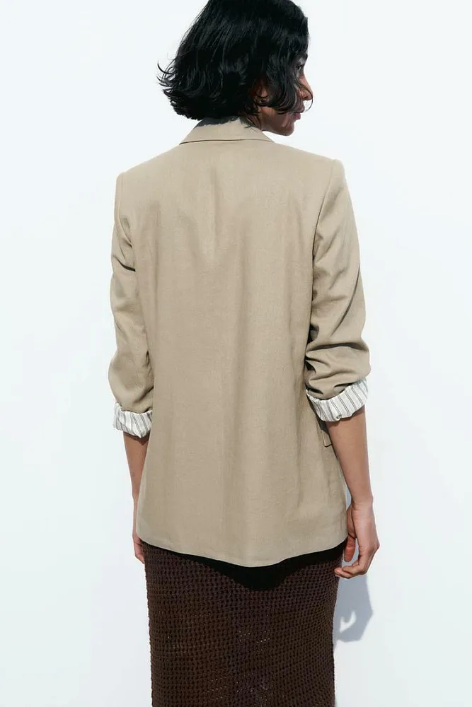 Льняной пиджак без застежки ZARA