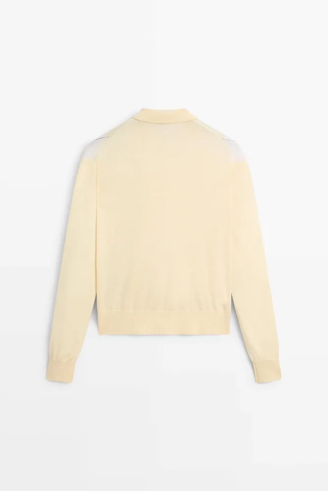 Вязаный джемпер-поло с ромбовидным узором MASSIMO DUTTI