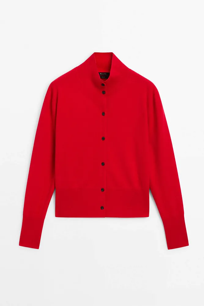 Кардиган из шерсти с воротником-стойкой MASSIMO DUTTI