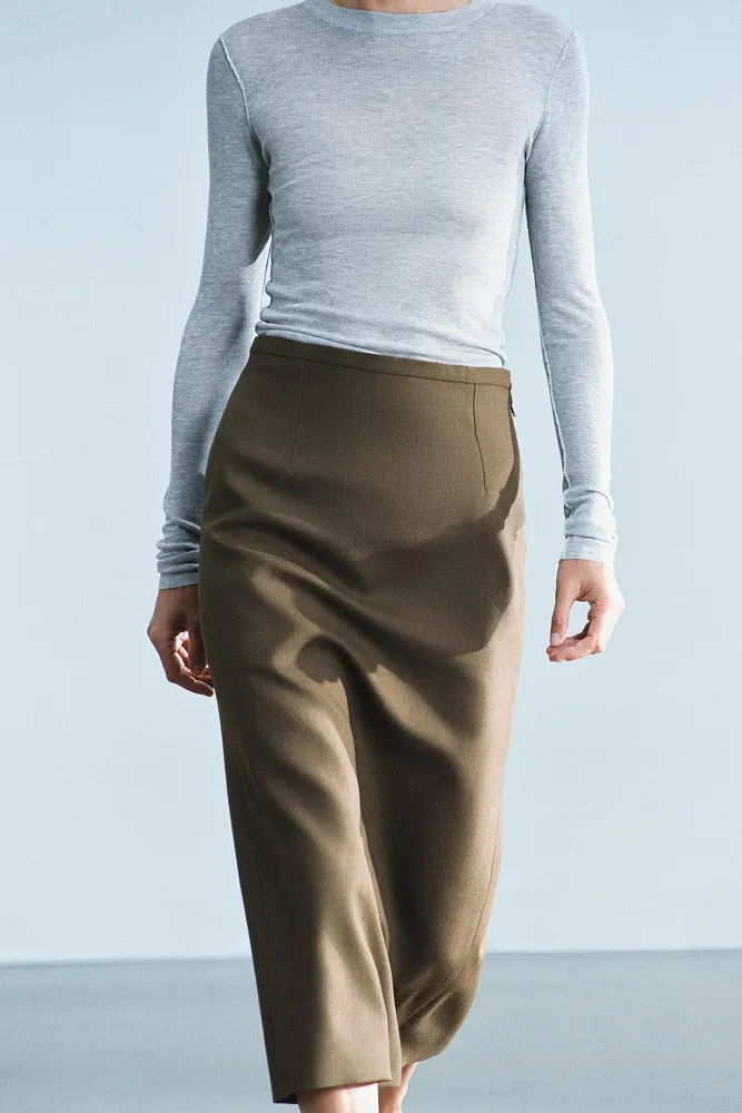 Прямая юбка из 100% шерсти ZARA