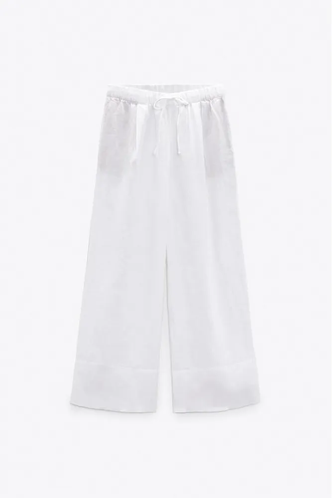 Льняные брюки палаццо ZARA