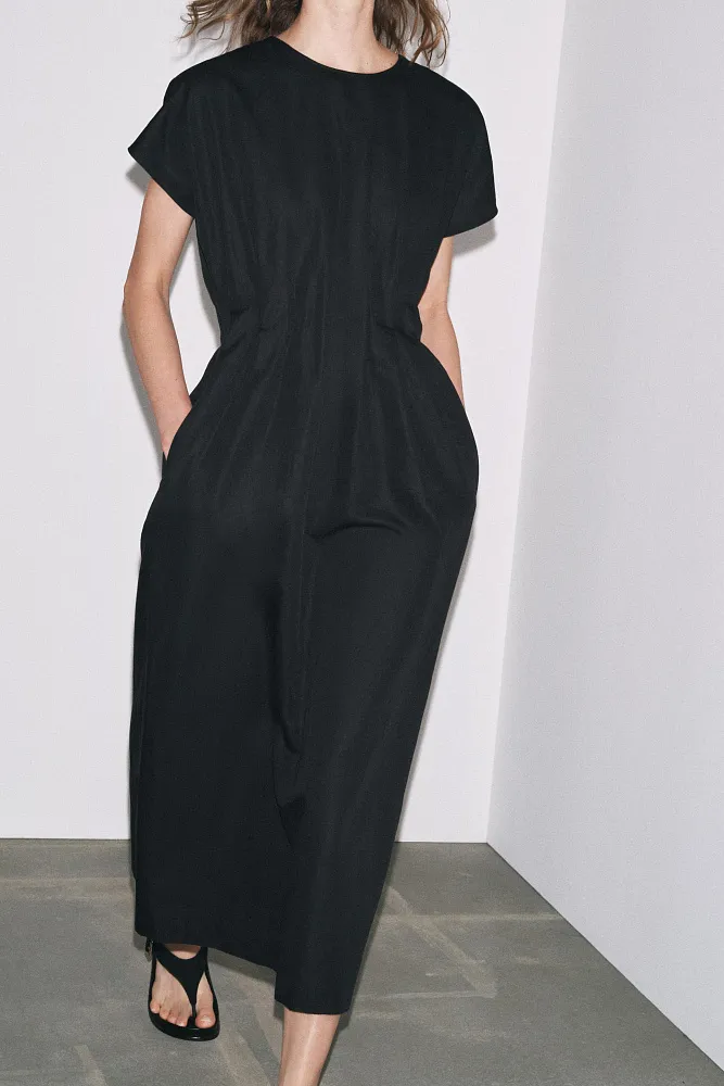 Плиссированное платье миди ZARA