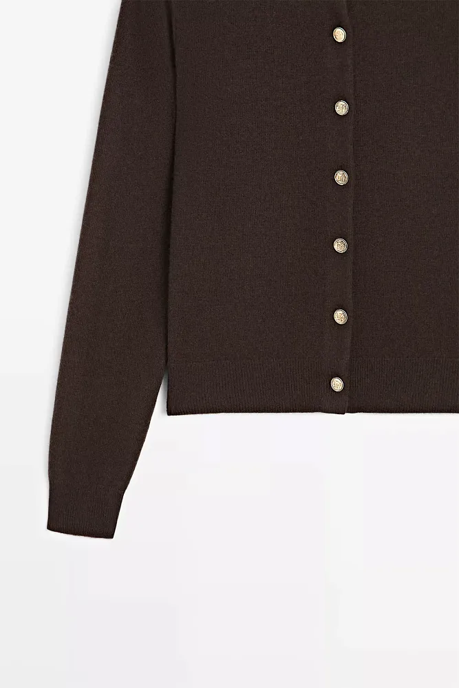 Кардиган из чистой шерсти с золотистыми пуговицами MASSIMO DUTTI