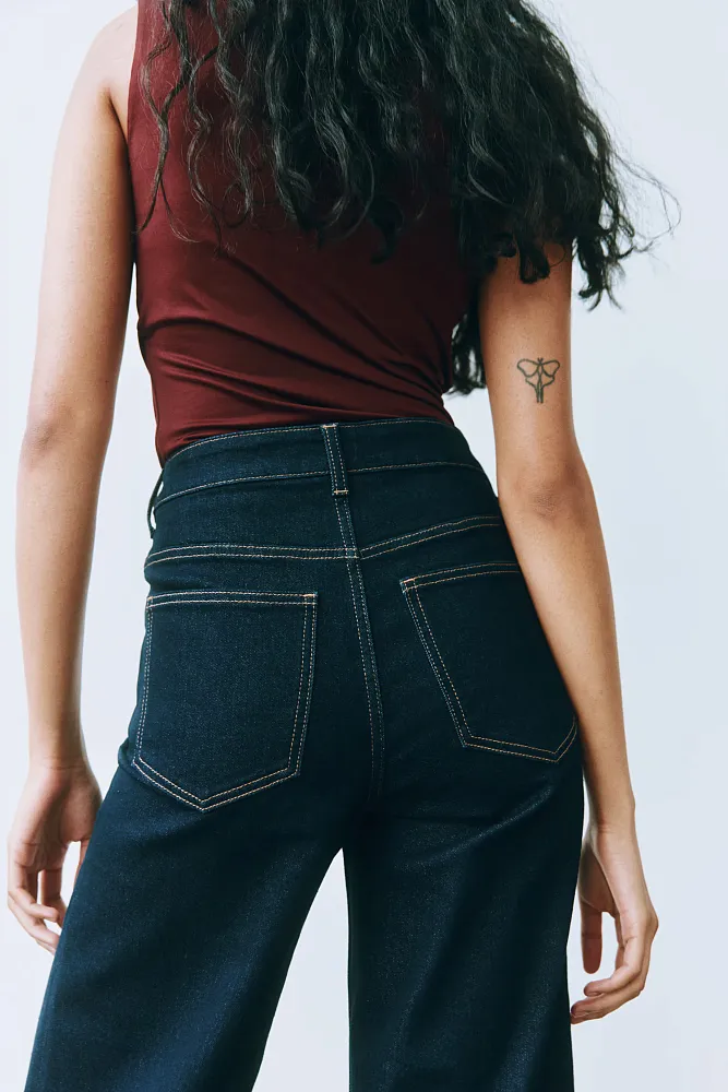 Широкие джинсы с высокой посадкой H&M