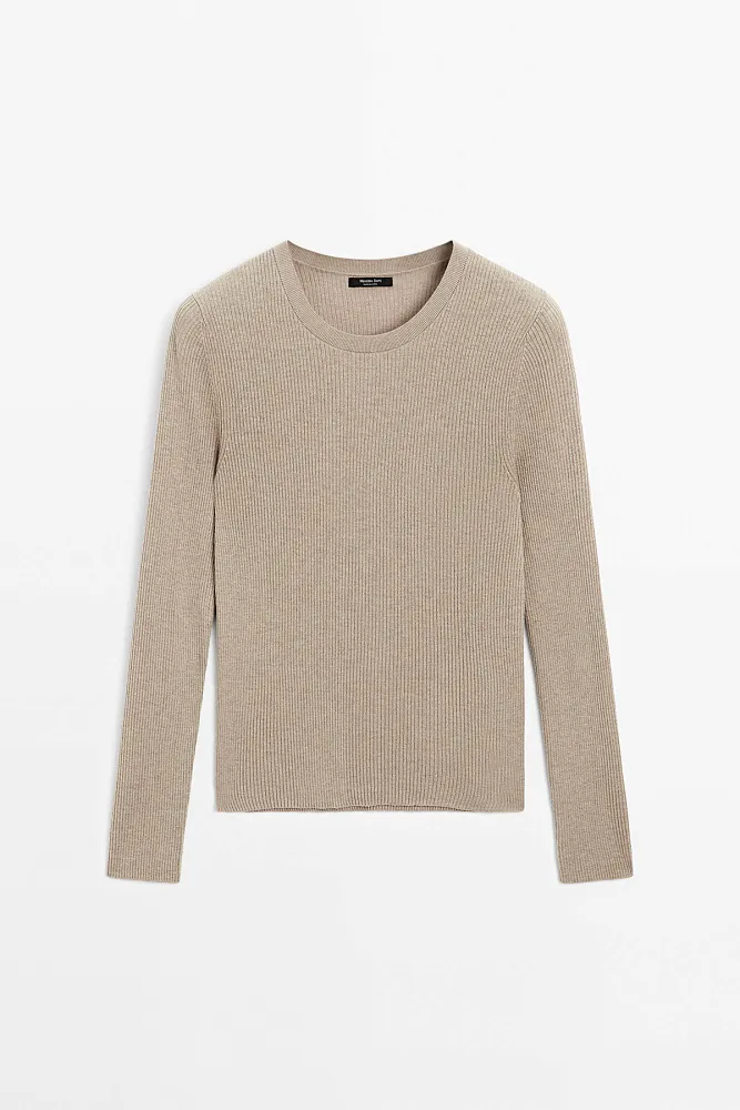 Джемпер из смесовой шерсти в рубчик MASSIMO DUTTI