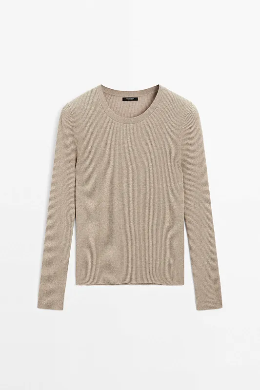 Джемпер из смесовой шерсти в рубчик MASSIMO DUTTI Джемпер из смесовой шерсти в рубчик MASSIMO DUTTI