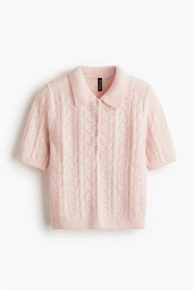 Джемпер-поло ажурной вязки H&M