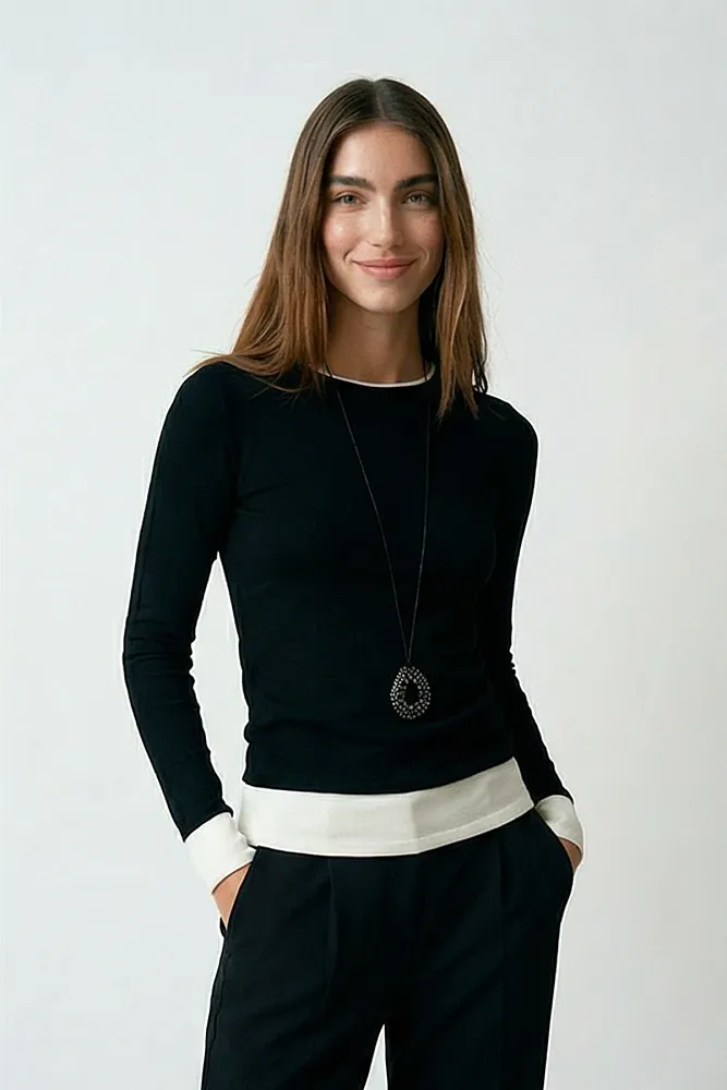 Лонгслив с двойным контрастом ZARA