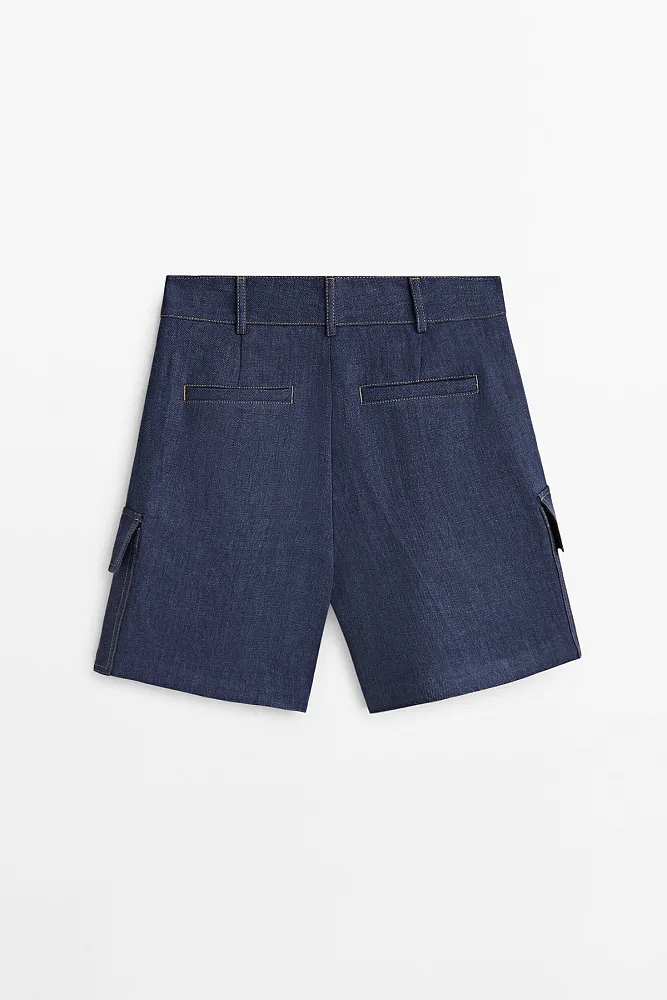 Льняные шорты карго MASSIMO DUTTI