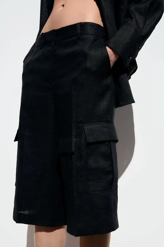 Льняные шорты бермуды ZARA   Льняные шорты бермуды ZARA