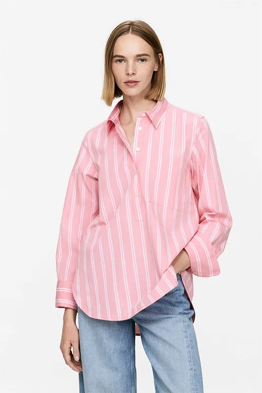 Хлопковая рубашка-поповер