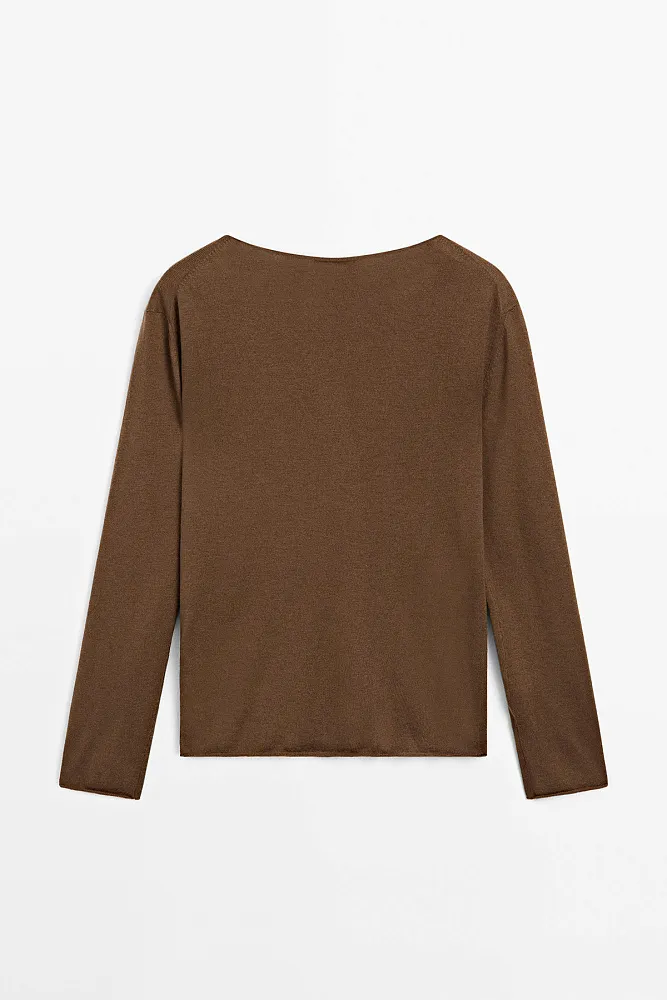 Джемпер из смесовой шерсти с вырезом "лодочка" MASSIMO DUTTI