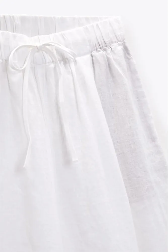 Льняные брюки палаццо ZARA