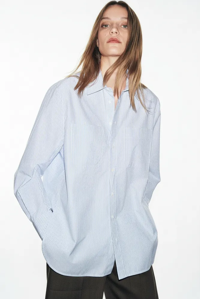 Рубашка в полоску с карманами ZARA