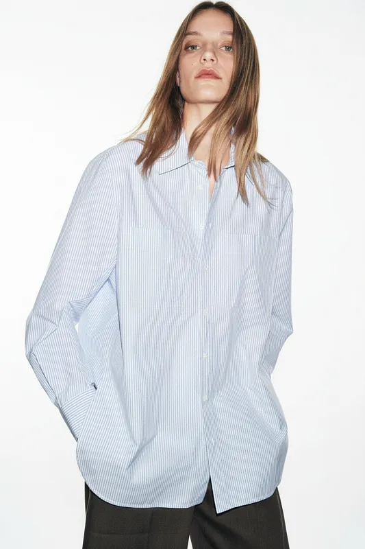 Рубашка в полоску с карманами ZARA Рубашка в полоску с карманами ZARA