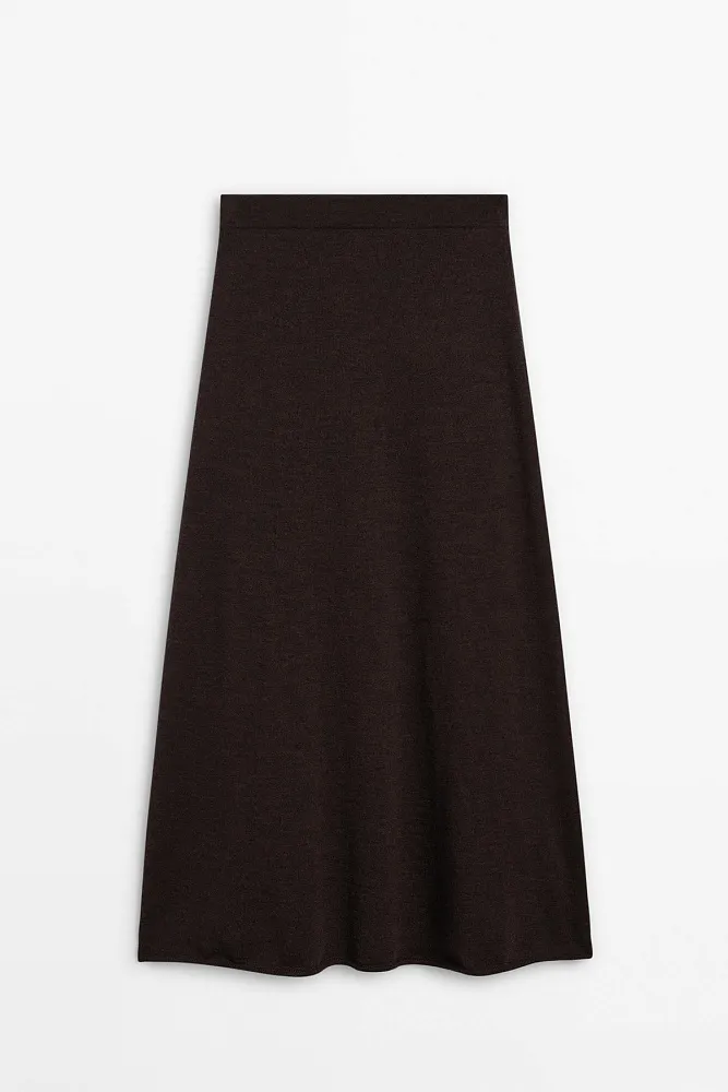 Длинная расклешенная юбка из мериносовой шерсти MASSIMO DUTTI