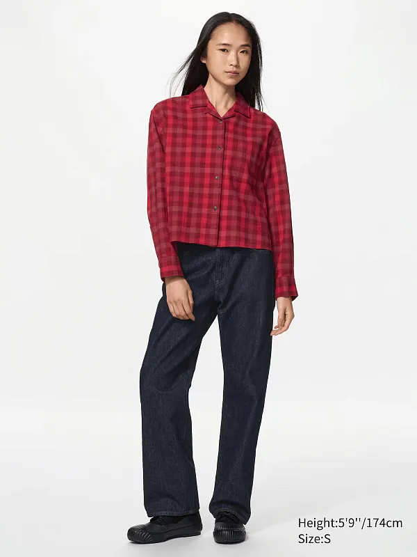 Укороченная фланелевая рубашка UNIQLO Укороченная фланелевая рубашка UNIQLO